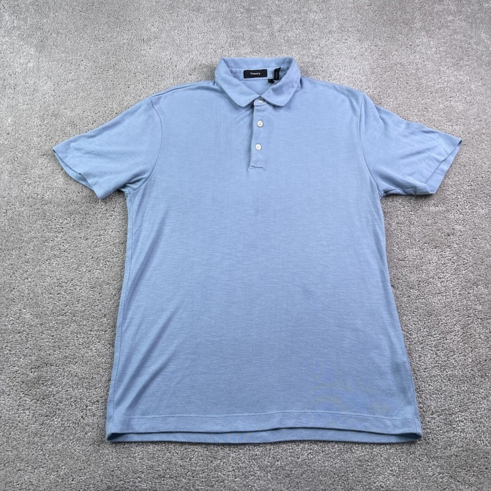 Theory Polo Shirt Mens Small Blue Bron C Anemone Modal Blend Knit Preppy
